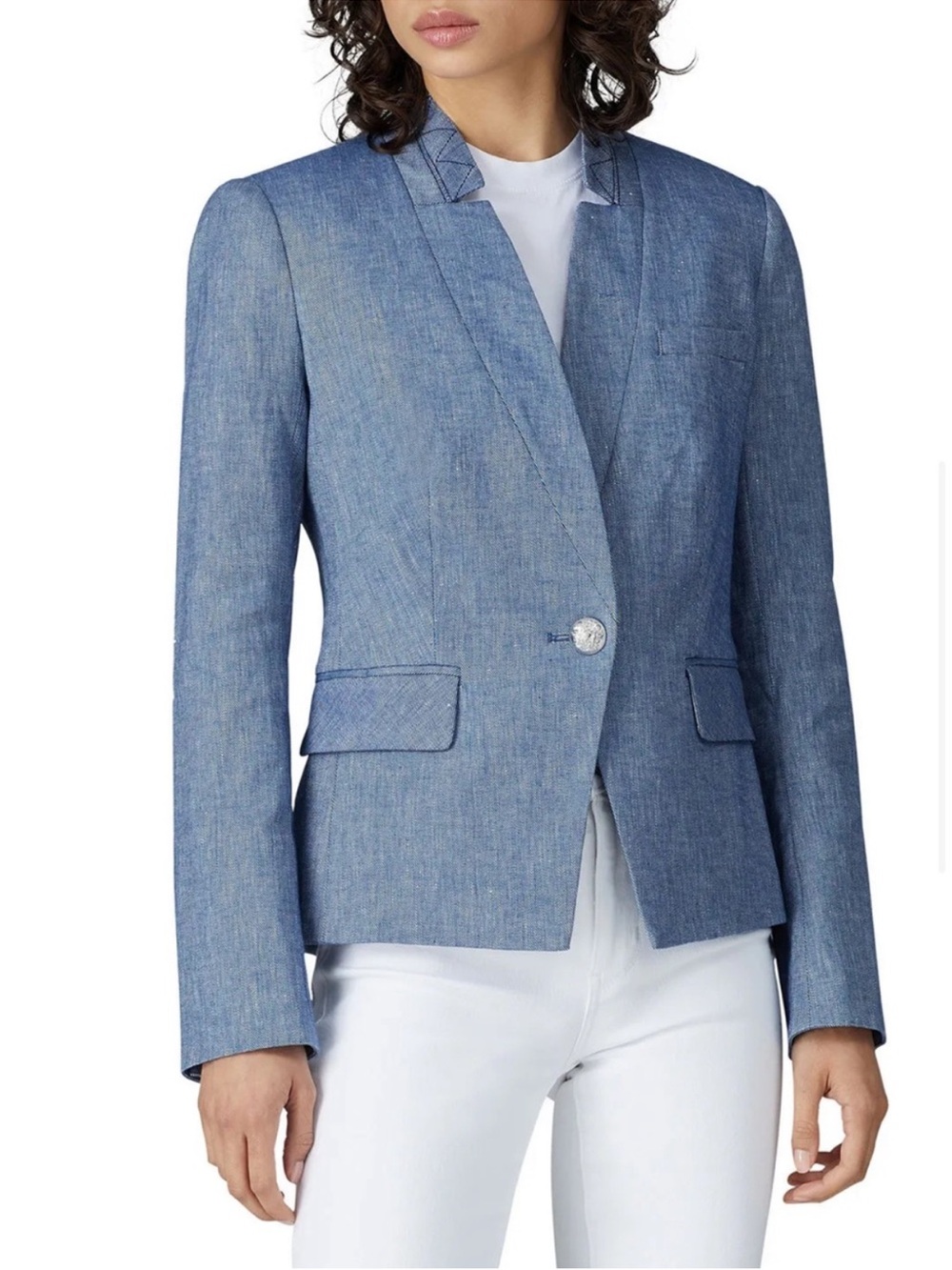 $650 Veronica Beard Linen Chambray Farley Dickey Jacket Blazer size 0
